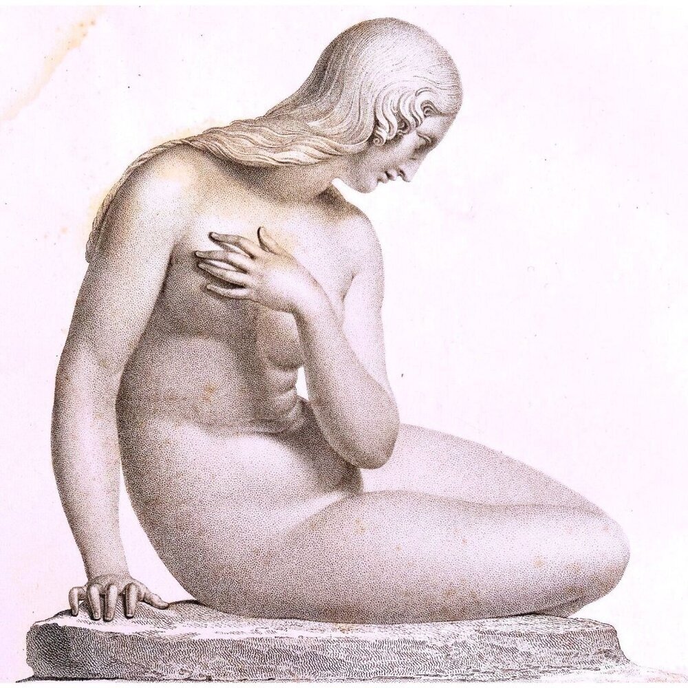 Eve At The Fountain 1834 Engraving Baily Victorian Religious Art DWBB3